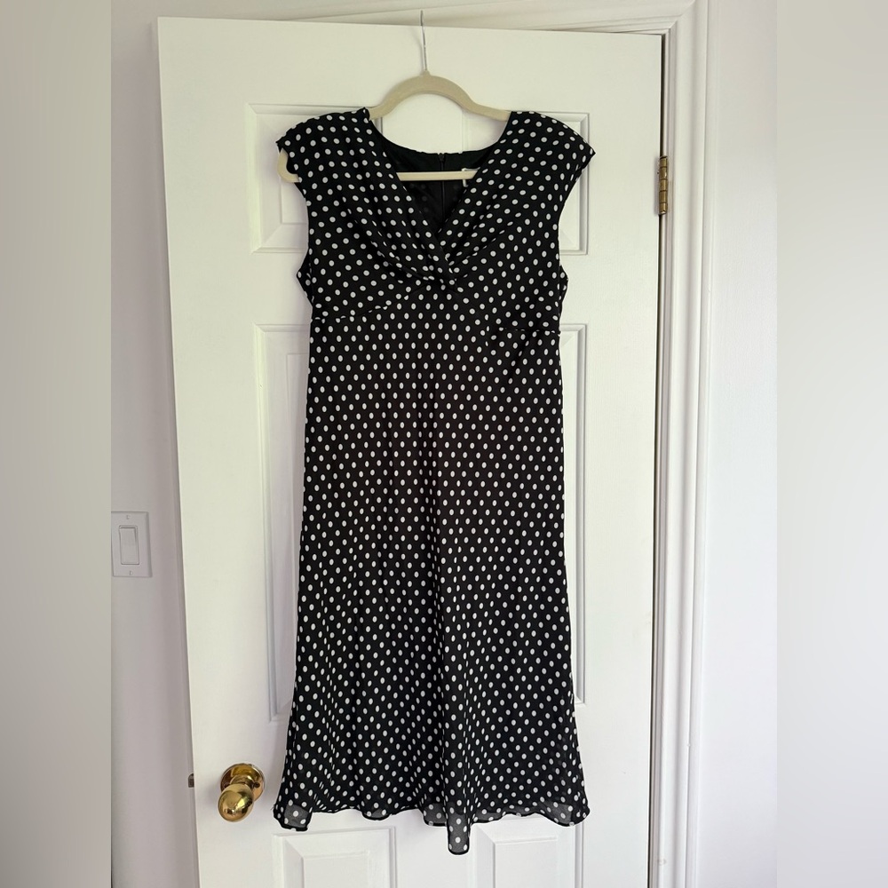 Maternity Black and White Polka Dot Midi Dress